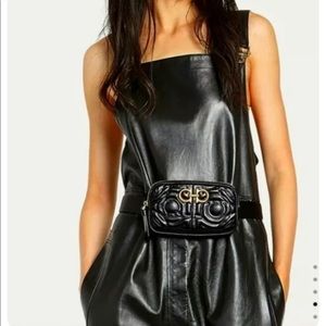 Ferragamo black quilted belt bag